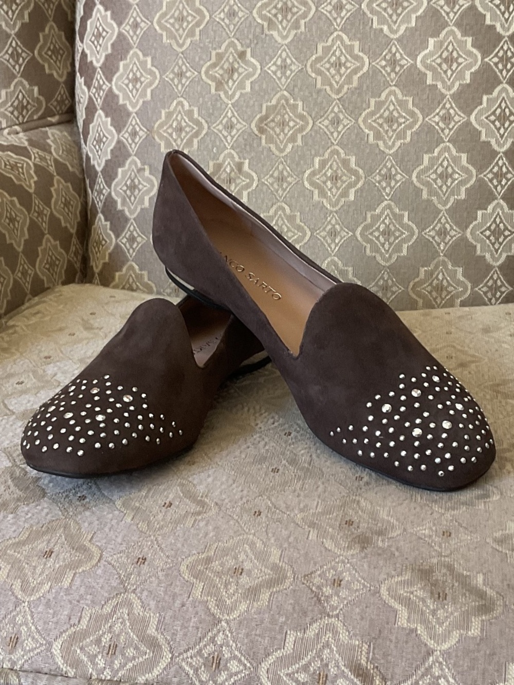 NEW Franco Sarto Studded Suede Smoking Flats Loafers - New Without Box Size 9